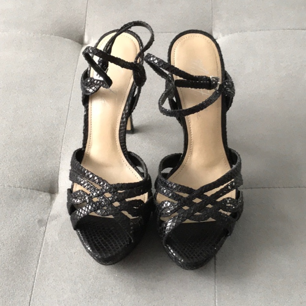 Marc Fisher Black Python leather heels